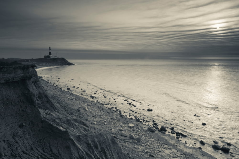 Coast with a lighthouse in the background Montauk Point Lighthouse Montauk Point Long Island New York State USA Canvas Art - Panoramic Images (27 x 9)