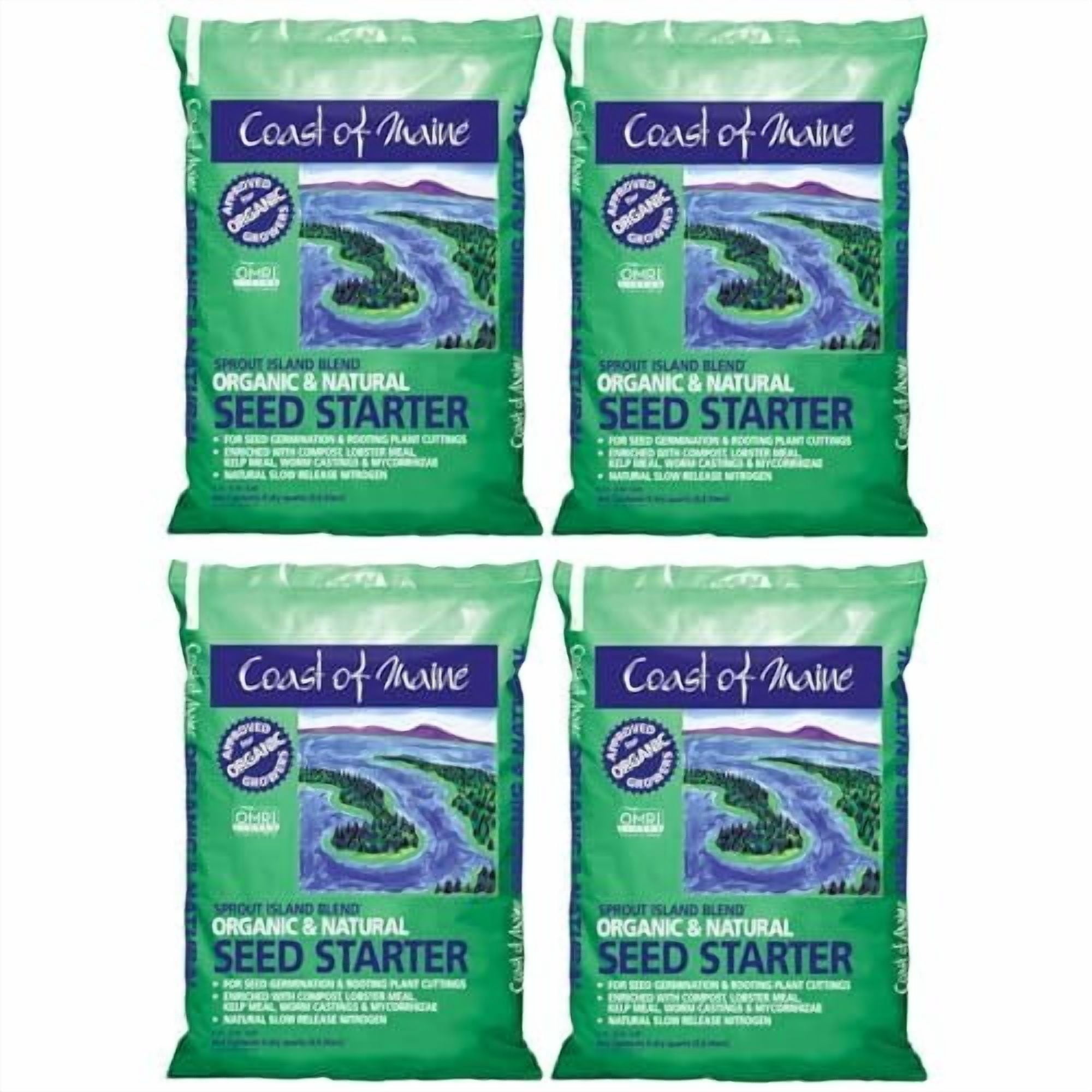 Coast of Maine, 8qt Pack of 4 Sprout Island Blend, Organic & Natural Seed Starter for Seed Germination & Root Plant Cuttings