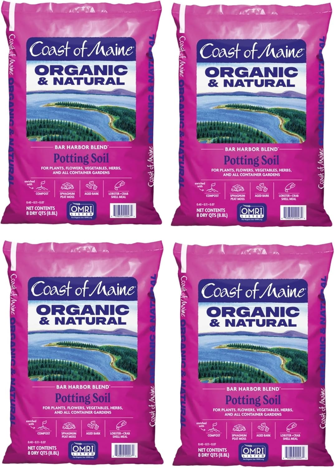 Coast Of Maine Bar Harbor Blend Potting Soil - Organic, Natural - 4 Pack, 8qt