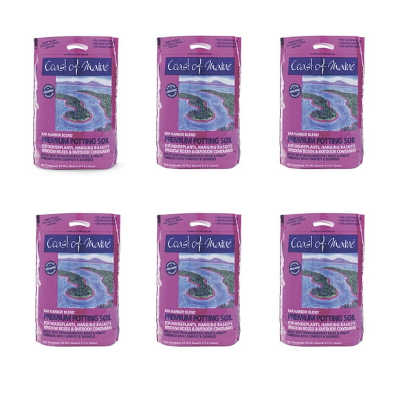 Coast of Maine Bar Harbor Blend Organic Potting Soil, 16 Quart Bag (6 Pack)