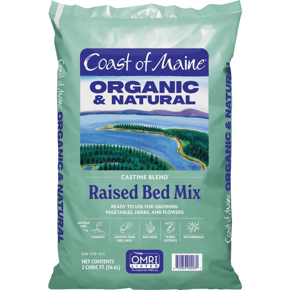 ZhaoLiSheng Coast of Maine Castine Blend (2 cu ft) Organic & Natural Raised Bed Mix, RTU for Growing Vegetables, Herbs & Flowers — Residential Use, Standard Application