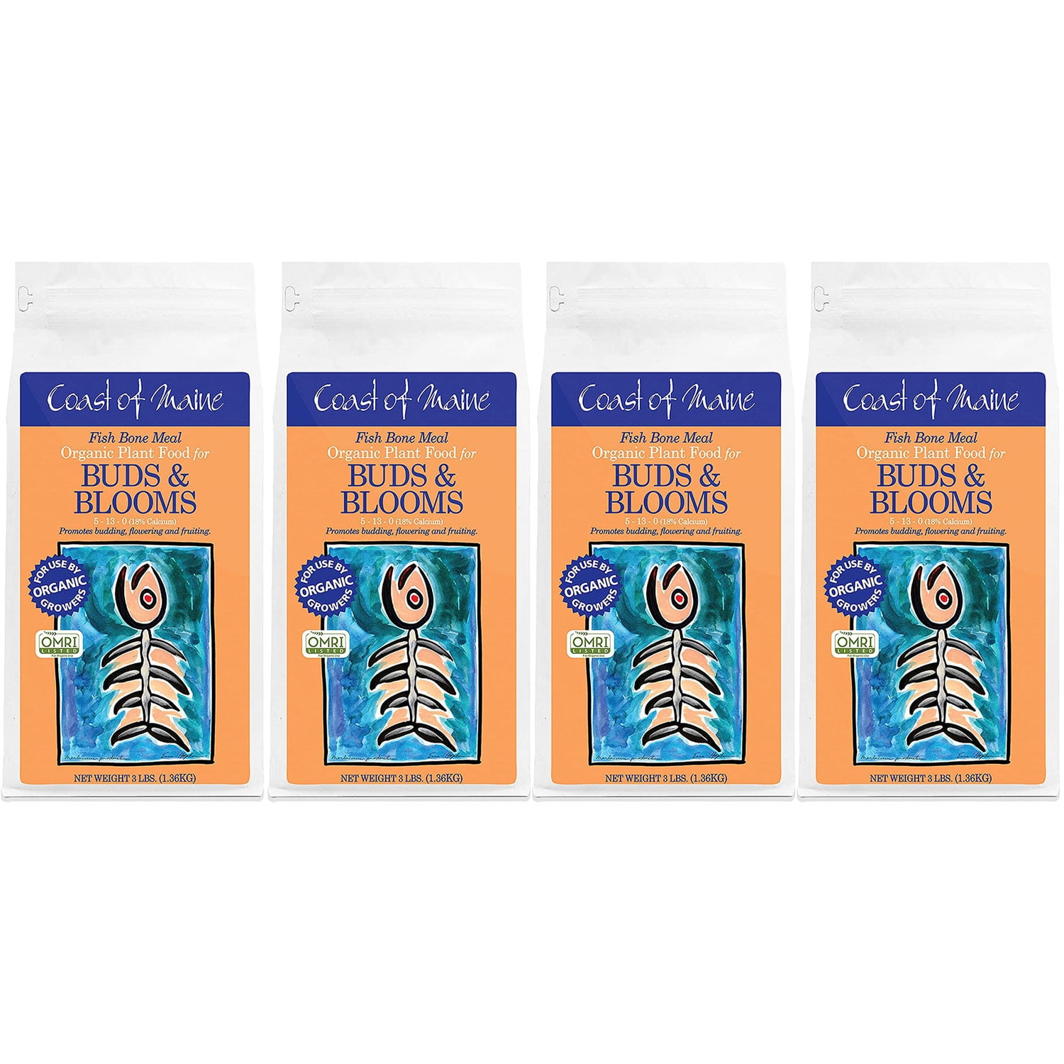 Coast of Maine Fish Bone Meal Pack Organic Potting Soil, 3 LB Bag (4 Pack)