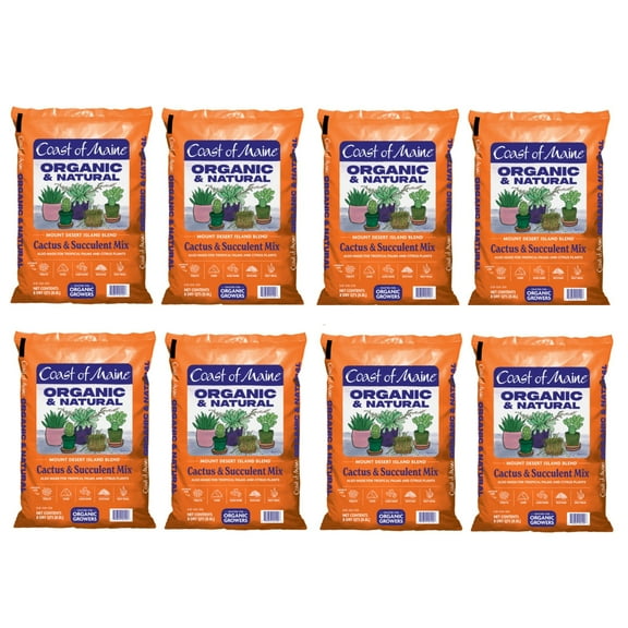 Coast of Maine Mount Desert Island Blend, Organic and Natural, Cactus and Succulent Mix for Tropical Palms and Citrus Plants, 8qt (8 Pack)