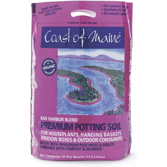 Coast Of Maine Bar Harbor Blend Potting Soil - Organic Compost, OMRI Listed - 16 QT