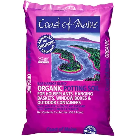 Coast of Maine OMRI Listed Bar Harbor Blend Organic Compost Potting Soil Blend for Container Gardens and Flower Pots, 2 Cubic Feet 10 Pack