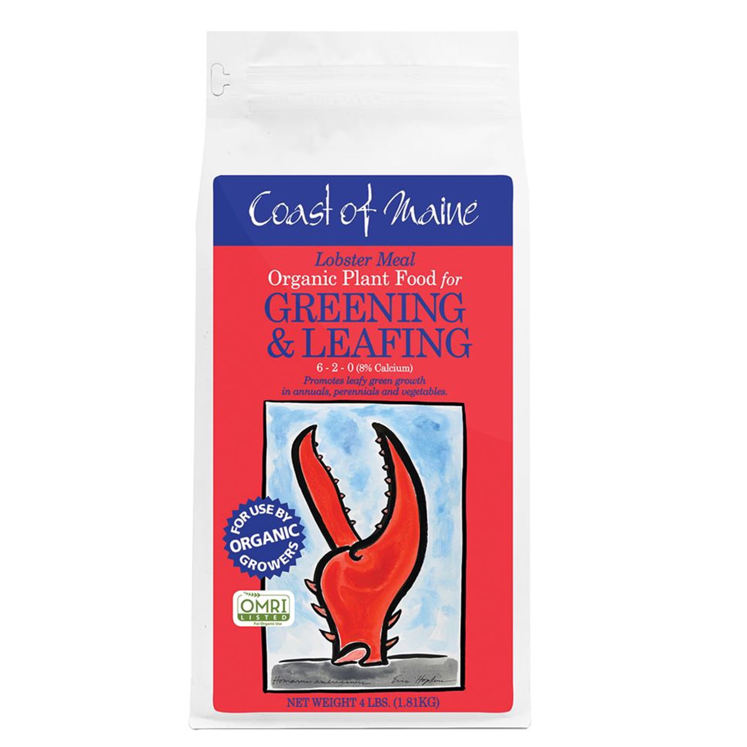 Coast of Maine OMRI Listed Lobster Meal Organic Fertilizer Mix, 4 Pound