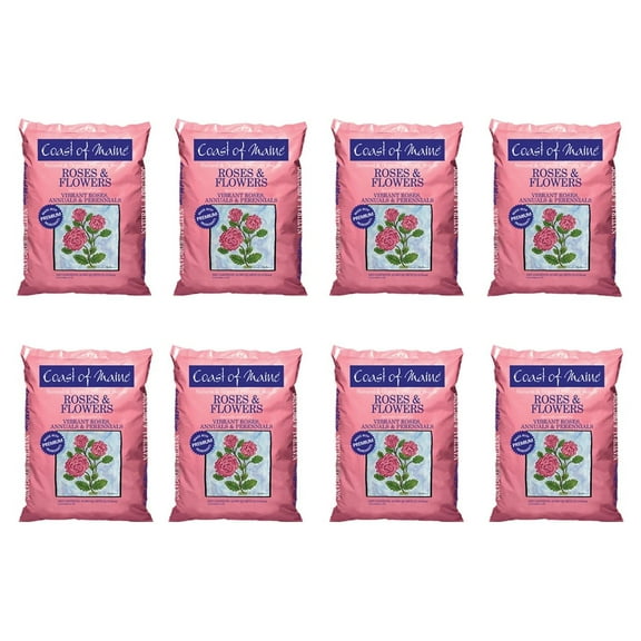 Coast of Maine Organic Potting Soil for Roses and Flowers, 20 Quart Bag (8 Pack)