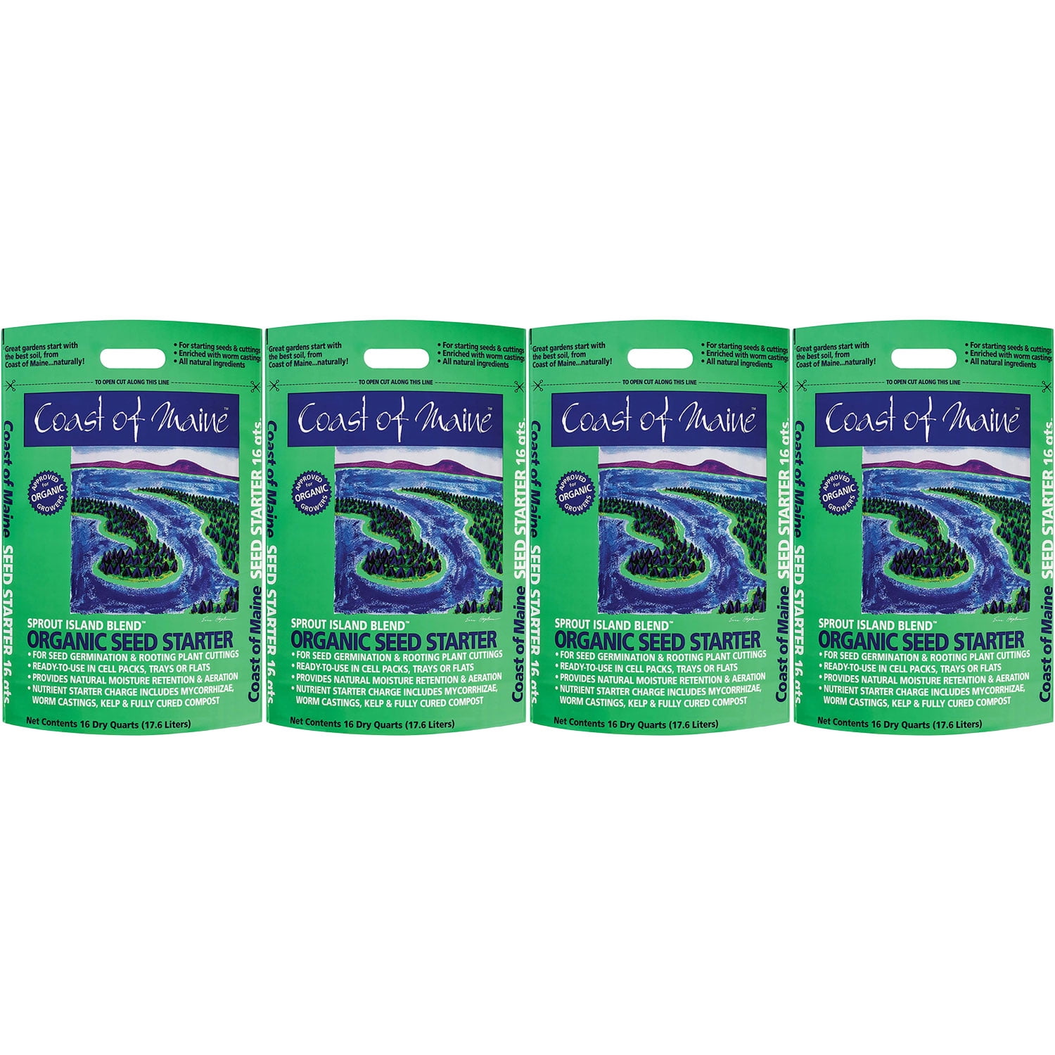 Coast of Maine Organic Seed Starter for Root Plant Cuttings, 16 Qt (4 Pack)