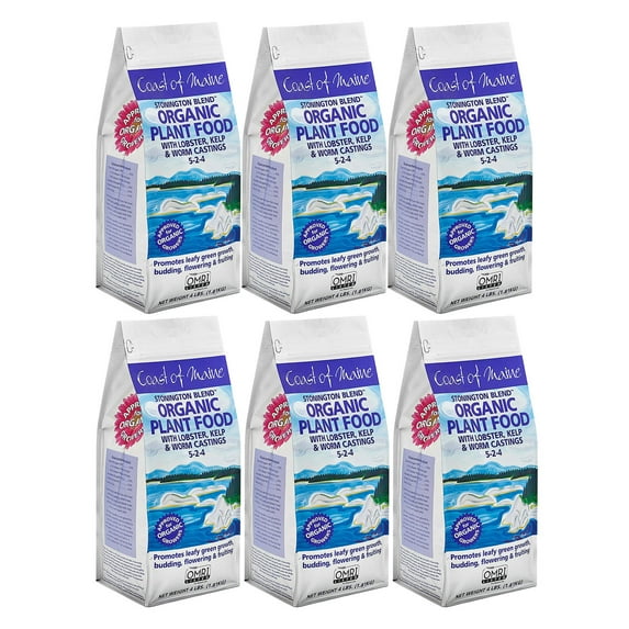 Coast of Maine Organic Stonington Blend Plant Food, 4 Pound Bag (6 Pack)