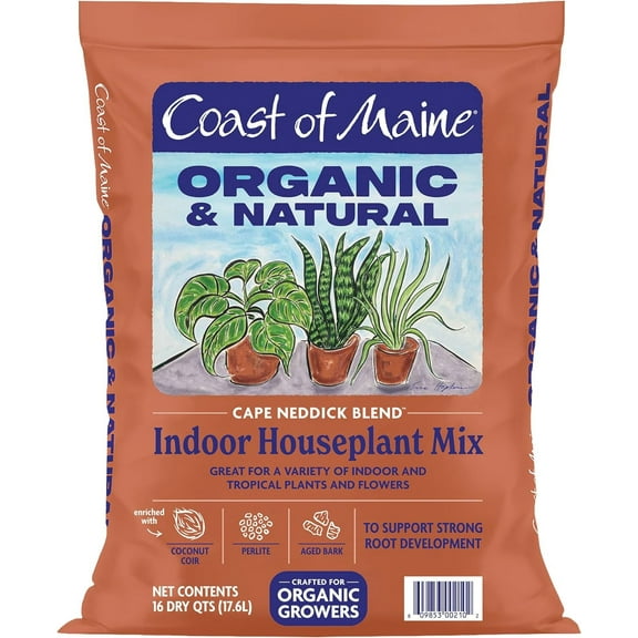 Coast of Maine Organic and Natural Cape Neddick Blend Indoor Houseplant Potting Mix 16 Quart