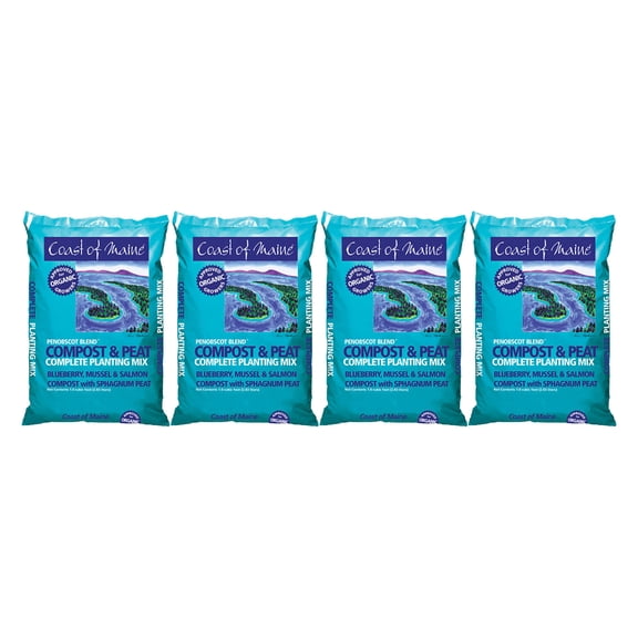 Coast of Maine Penobscot Blend Compost and Peat Organic Plant Mix, 1 Cubic Foot (4 Pack)