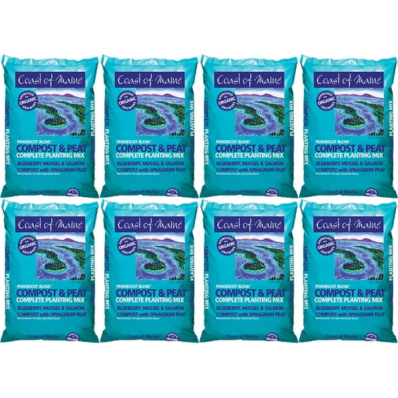 Coast of Maine Penobscot Blend Compost and Peat Organic Plant Mix, 1 Cubic Foot (8 Pack)