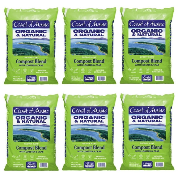 Coast of Maine Quoddy Blend, Organic and Natural Compost Blend with Lobster and Crab, 1 cu ft (Pack of 6)