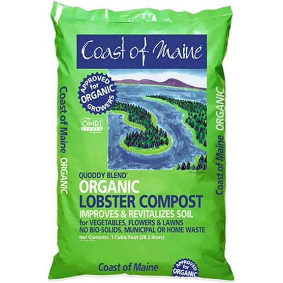 Coast of Maine Quoddy Blend Lobster and Crab Organic Compost Plant Potting Soil Blend Bag for Container Gardens and Flower Pots, 1 Cubic Foot