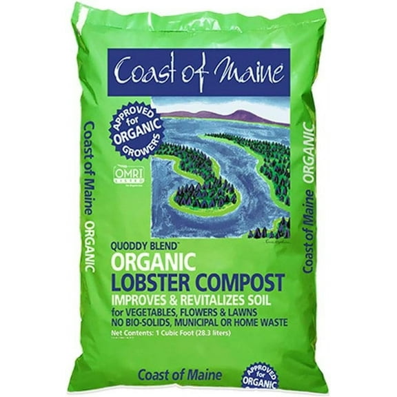 Coast of Maine Quoddy Blend Lobster and Crab Organic Compost Plant Potting Soil Blend Bag for Container Gardens and Flower Pots, 1 Cubic Foot