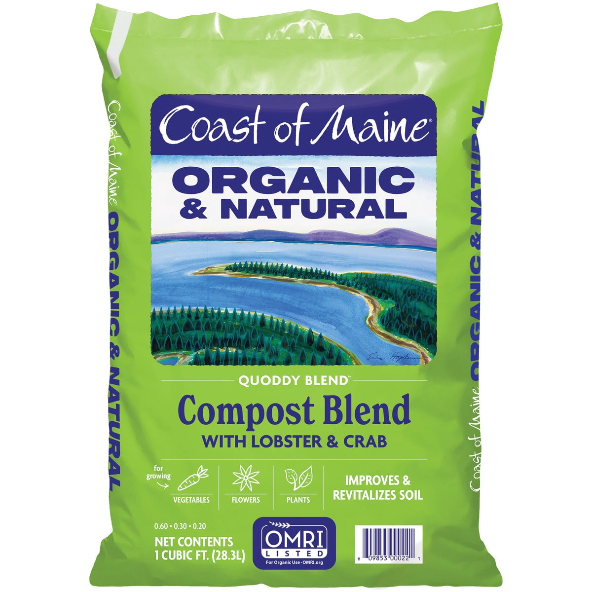 Coast of Maine Quoddy Blend Lobster and Crab Organic Compost Plant Potting Soil Blend Bag for Container Gardens and Flower Pots, 1 Cubic Foot 8 Pack