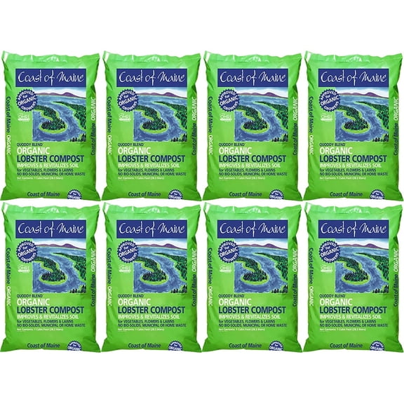 Coast of Maine Quoddy Blend Lobster and Crab Organic Compost Plant Potting Soil Blend Bag for Container Gardens and Flower Pots, 1 Cubic Foot 8 Pack