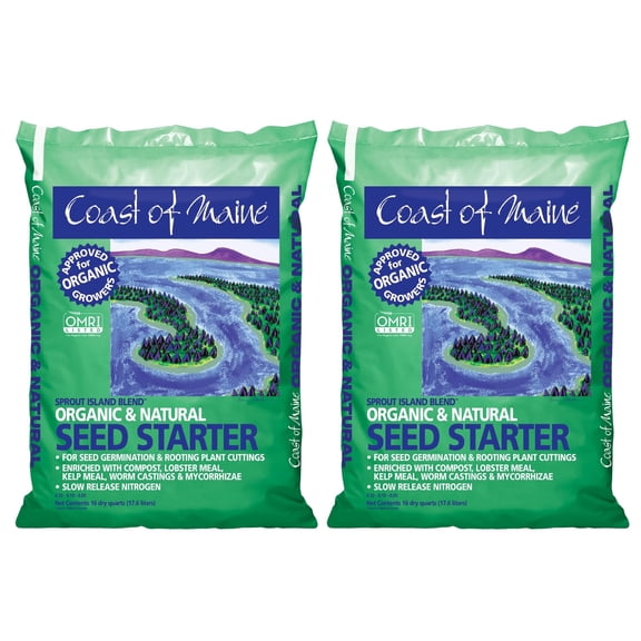 Coast of Maine Sprout Island Blend MVR1Organic & Natural Seed Starter for Seed Germination and Rooting Plant Cuttings, 16 Quarts (Pack of 2)