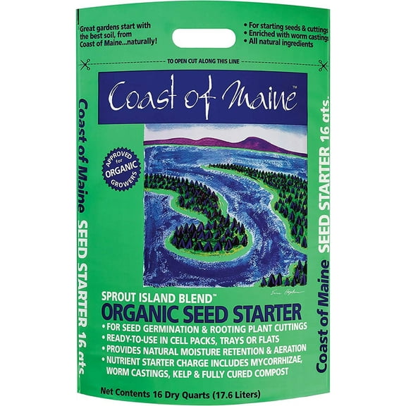 Coast of Maine Sprout Island Organic Seed Starter with All Natural Ingredients for Root Plant Cuttings and Seed Germination, 16 Quarts