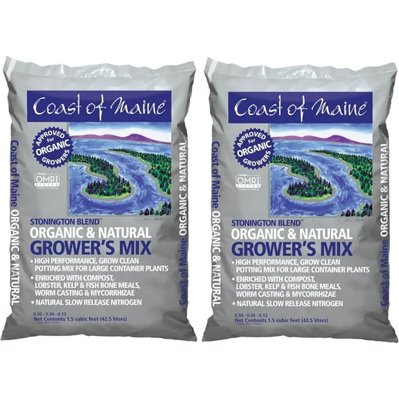Coast of Maine Stonington Blend, 1.5 cu ft (Pack of 2) Organic and Natural Grower?s Mix for Large Container Plants