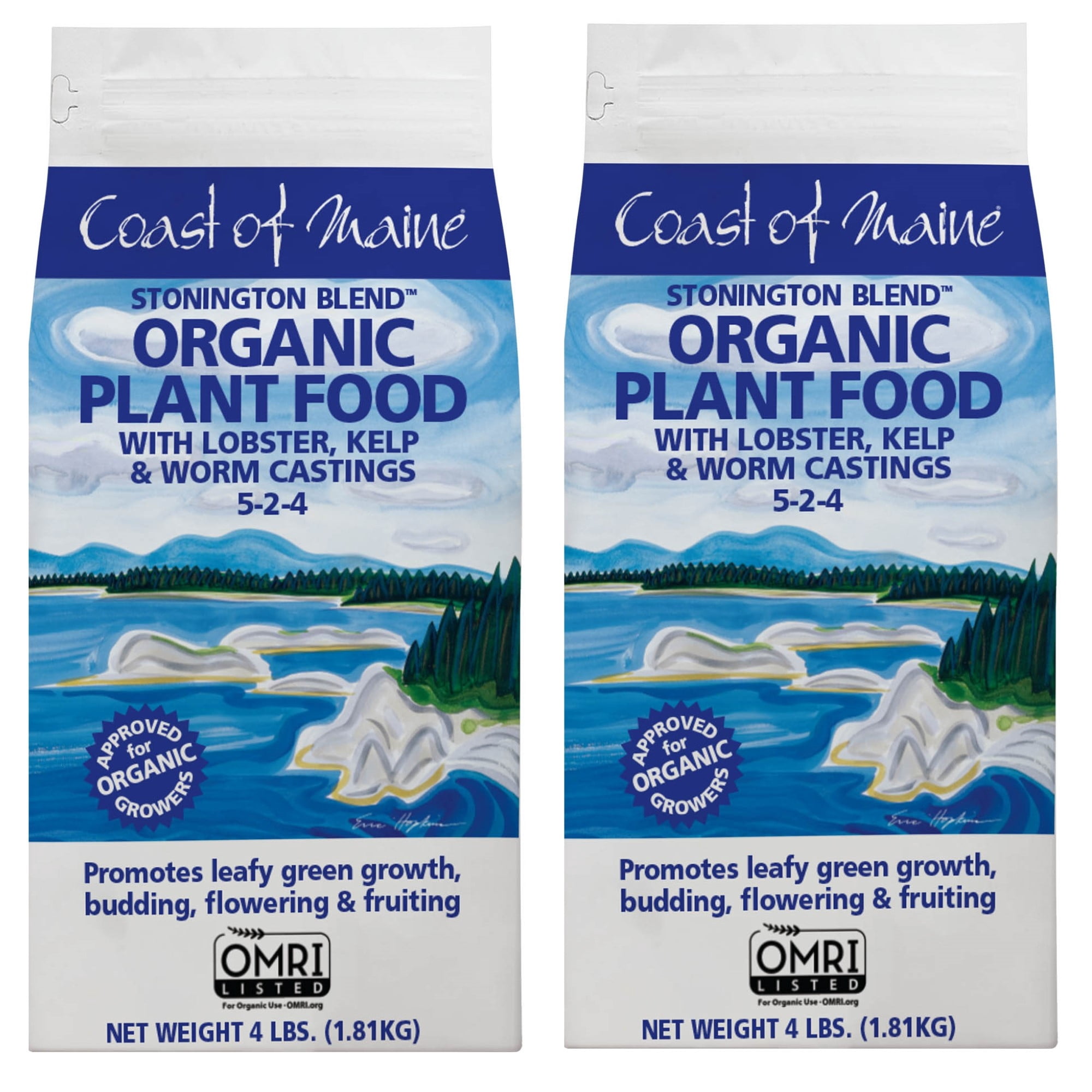 2-pack Coast Of Maine Stonington Blend Organic Plant Food - Lobster, Kelp, Worm Castings - 2 Pack, 4 lbs — Outdoor & Indoor Plant Use, Easy Application