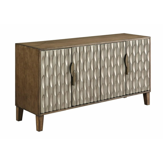 Coast To Coast Imports Fossil Brown & Mettalic Four Door Credenza