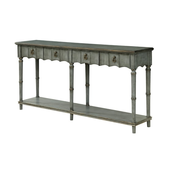 Coast To Coast Imports Mystique Grey & Aged Copper Four Drawer Console Table