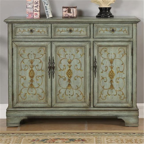 Coast to Coast Imports 91784 Three Door & Three Drawer Credenza, Grey & Gold - 47. 5 x 14 x 38 inch
