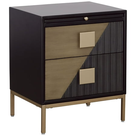 Coast to Coast Roma 20" Wide Black and Metallic 2-Drawer End Table