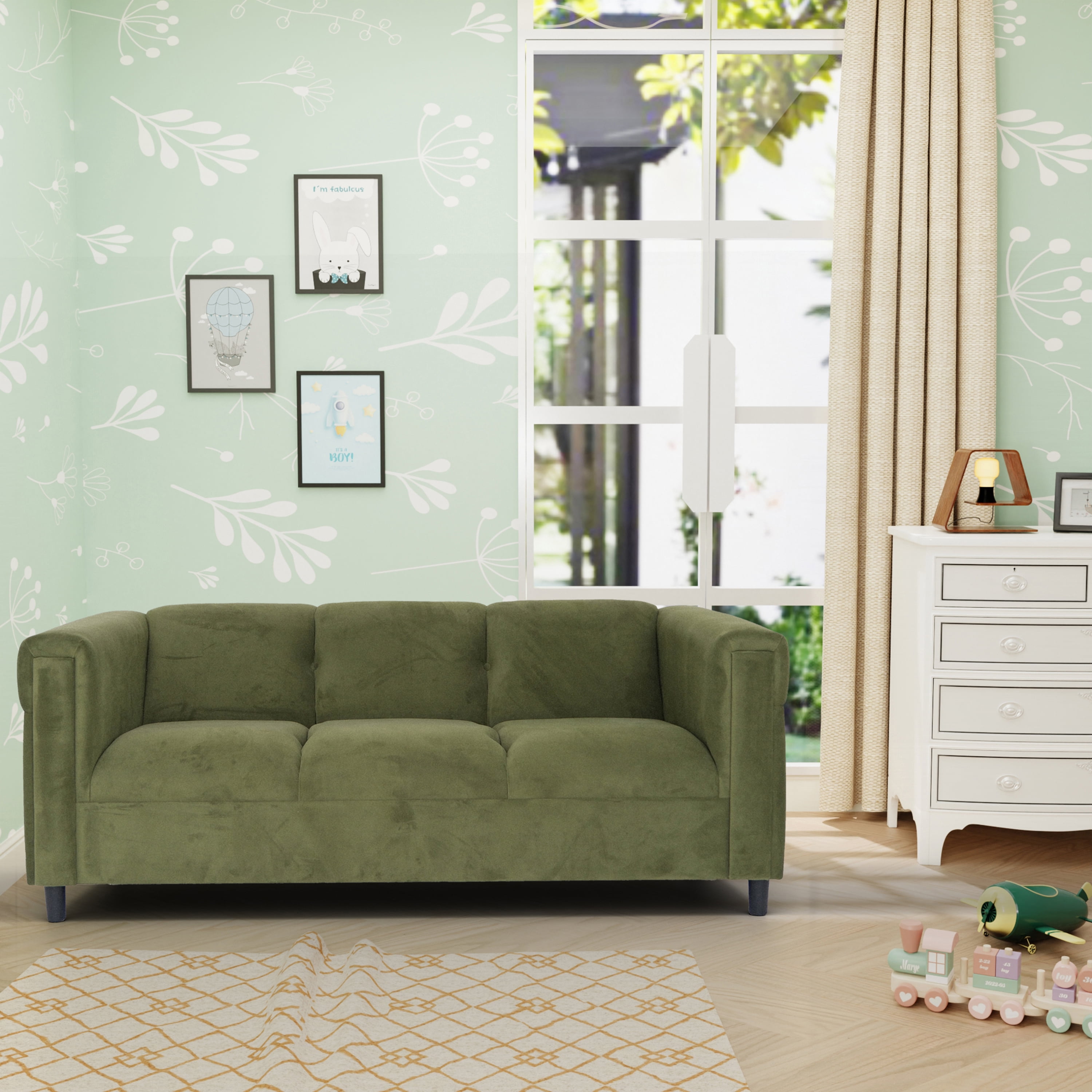 Green suede sofa discount