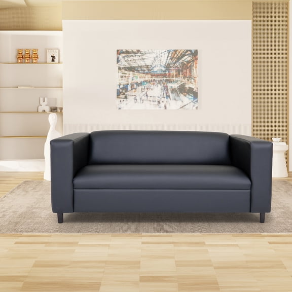 Coast to Coast Sofas Canal Faux Leather 3-Seater Sofa for Living Room, Bedroom with Solid Wood Frame