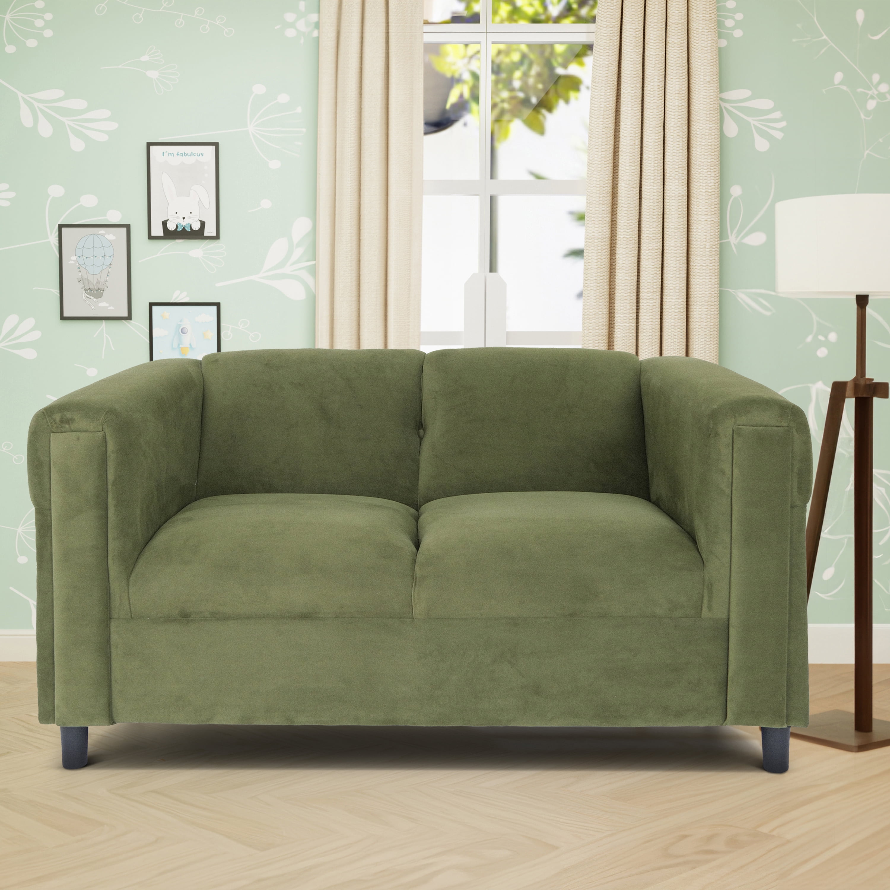 Coast to Coast Sofas Green Broadway Faux Leather Loveseat Sofa for