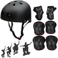 thumbnail image 1 of CoastaCloud Adjustable Skateboard Skate Helmet with Protective Gear Knee Pads Elbow Pads Wrist Pads for kids child Outdoor Sports, BMX, Skateboard, Bike, Roller, Protective Gear Set Black, 1 of 7