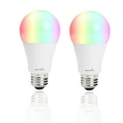 Coastacloud 10W 60W Equivalent RGBW Smart WiFi A19 E26 Light Bulbs, Voice Control 2 Pack