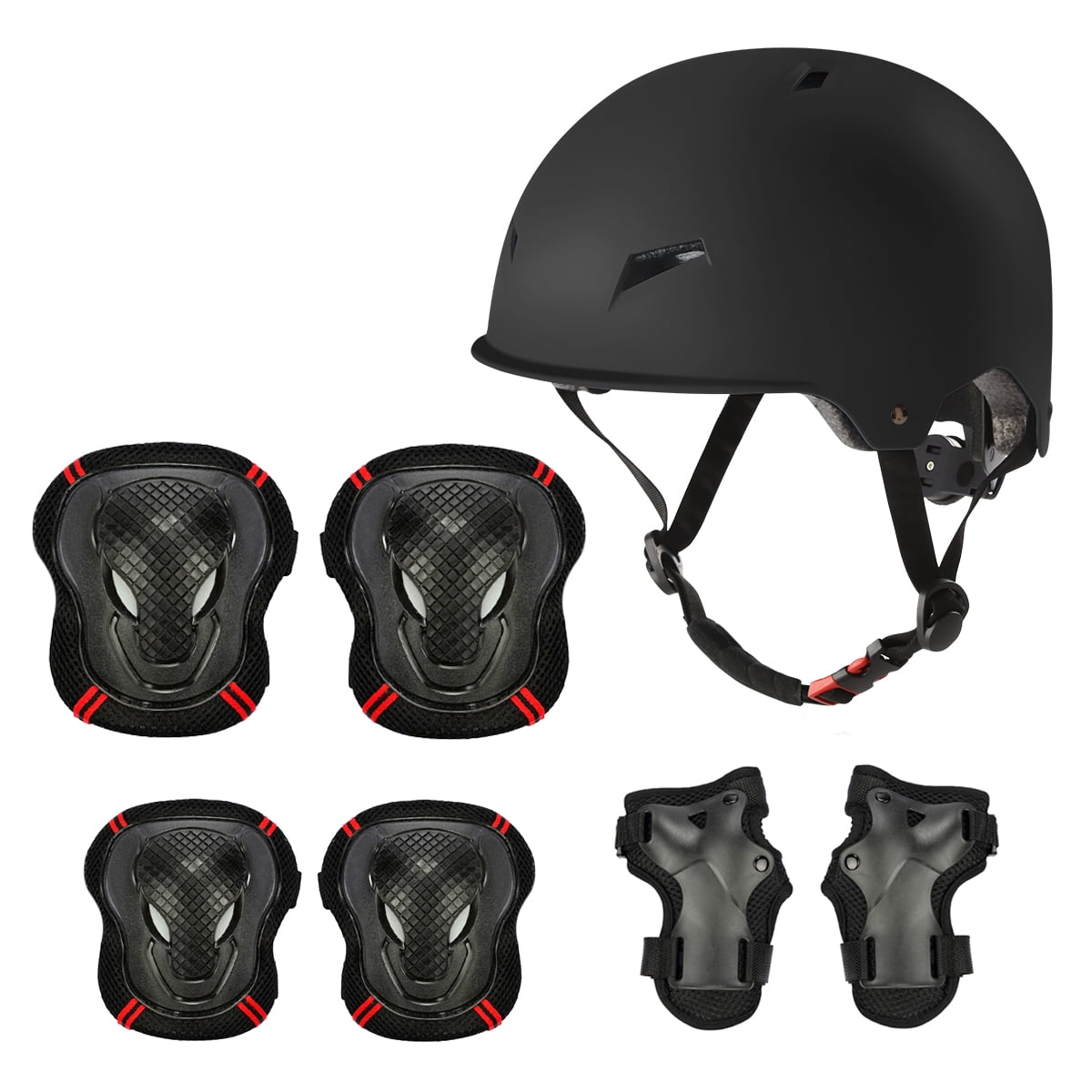 Coastacloud 7PCS Youth Adult Safety Adjustable Helmet with Knee Pads Elbow Pads Wrist Pads Protective Gear Set for Cycling Skateboarding Scooter Roller Skate Inline