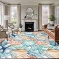 thumbnail image 1 of Coastal 5'x8' Area Rug for Living Room, Nautical Summer Beach Coral Starfish Shell Washable Non-Slip Rugs for Bedroom Nursery Dining Room, StainResistant Low-Pile Kitchen Carpet Large Entryway Rugs, 1 of 9