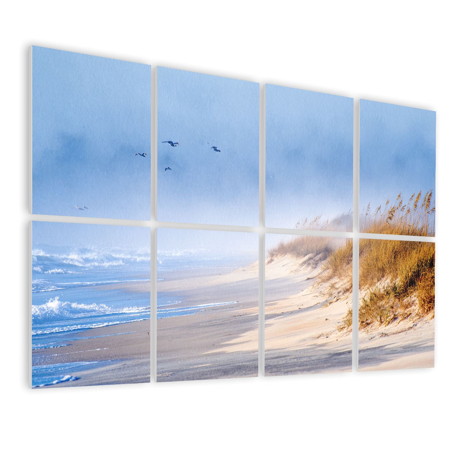 Coastal 8 Pack Art Acoustic Panels Sound Absorbing Tranquil Ocean Shoreline Decorative Soundproof Wall Panels Self Adhesive for Nursery Game Room Bedroom 48"x32"