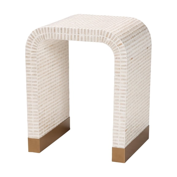 Coastal Accent End Table with Capiz Shell Finish, Rectangular, Fully Assembled