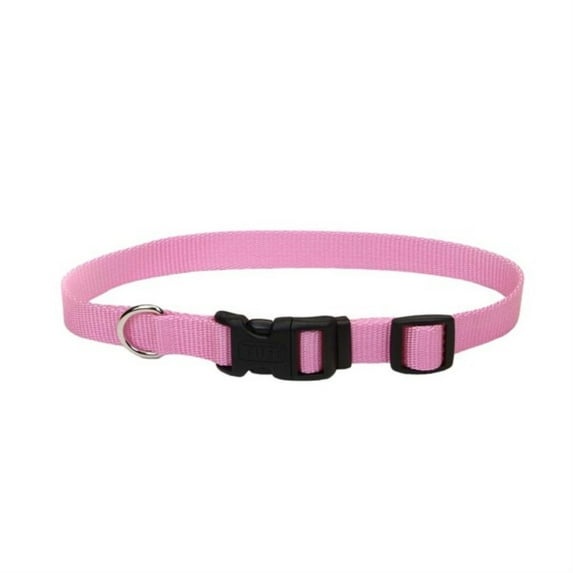 Coastal Adjustable Nylon Dog Collar with Plastic Buckle Bright Pink 1ea/5/8 In X 10-14 in