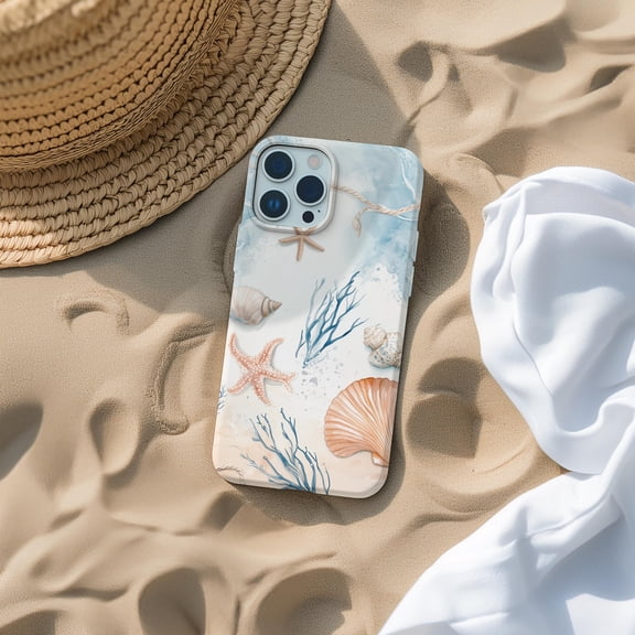 Coastal Aesthetic Beach Shell Phone Case Fits iPhone Samsung Galaxy Durable Hard Shell Starfish Summer Art