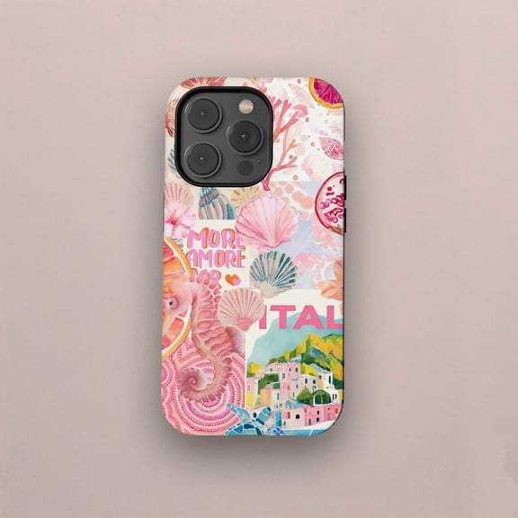 Coastal Aesthetic Seashell Ocean Collage Preppy Phone Case with iPhone 17 to 11 Pro Max