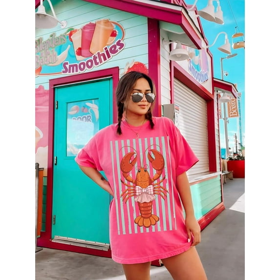 Coastal Aesthetic Shirt, Coquette Lobster Shirt, Preppy Coastal Shirt, Coquette Coastal Shirt, Summer Shirt, Summer Coquette Shirt