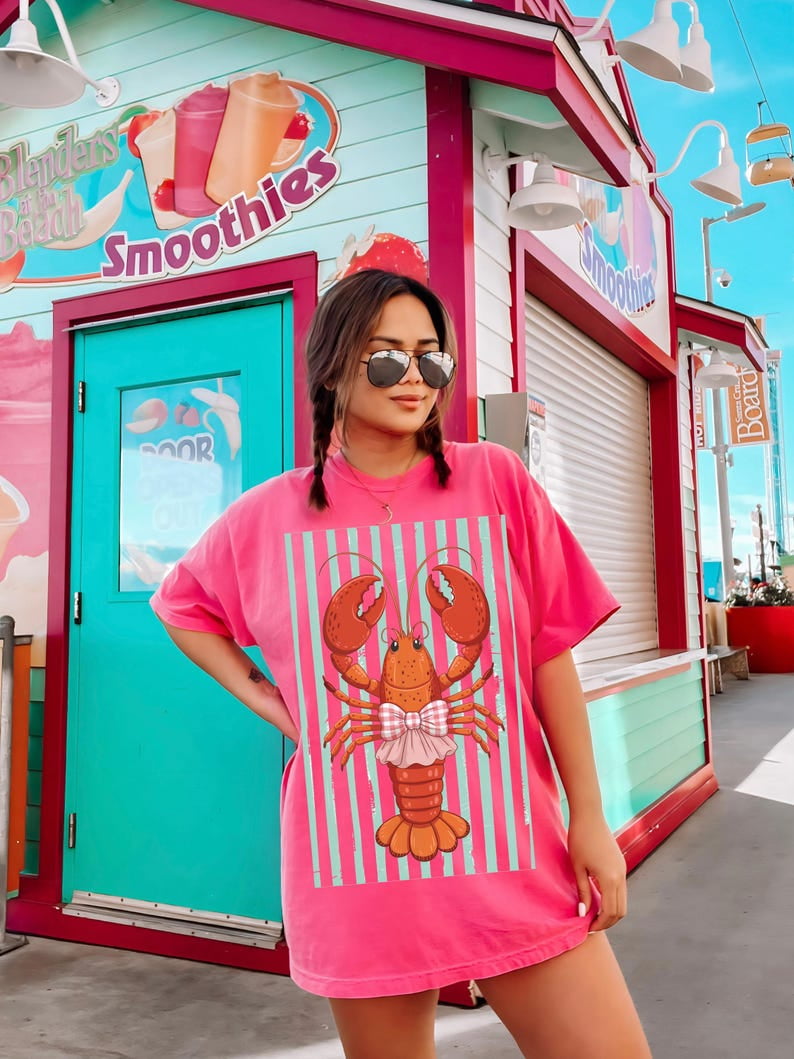 Coastal Aesthetic Shirt Coquette Lobster Shirt Preppy Coastal Shirt coastal-aesthetic-shirt-coquette-lobster-shirt-preppy-coastal-shirt