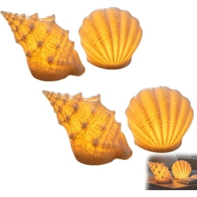 Coastal Afterglow Shell & Conch Light Set, 2-Piece Resin Beach Night Light