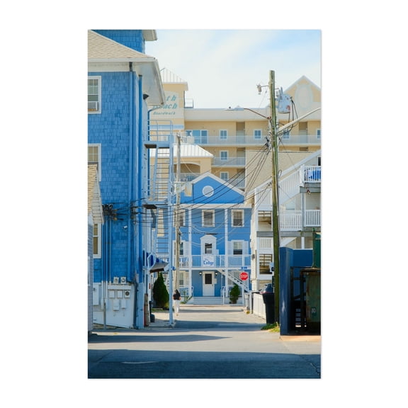 Coastal Alleyway 02 - Ocean City Maryland Photography Beach House Architecture Boardwalk Coastal Seaside Cityscape Travel Poster Unframed Wall Art Print 8 x 12 inches