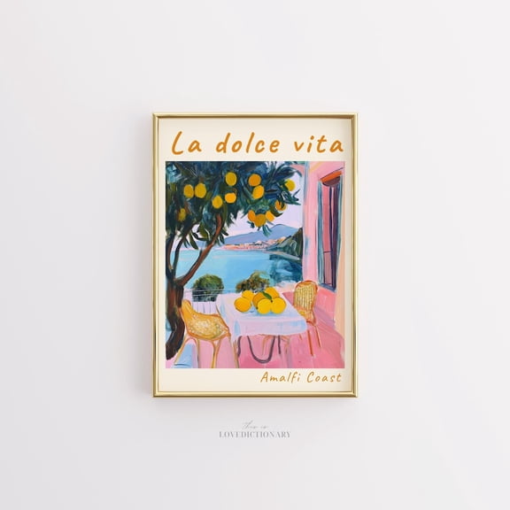 Coastal Amalfi Coast La Dolce Vita Beachy Wall Art Print, Creative Coastal Theme For Bedroom And Coastal Room Decor