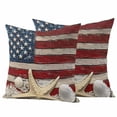 thumbnail image 1 of Coastal American Flag Outdoor Waterproof Pillow Covers, Starfish Shell Vintage Decorative Square Throw Pillowcase Sofa Cushion Sham for Patio/Couch/Chair, 18"x18" 2 Pack, 1 of 8