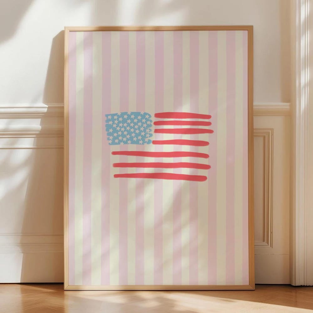 Coastal American Flag Wall Art Trendy Preppy Poster Dorm Coastal ...