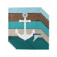 thumbnail image 1 of Coastal Anchor Cloth Napkins Set of 6 Reusable Dinner Napkins, Turquoise Brown Ombre Rustic Wooden Grain Cocktail Napkin Washable Table Napkins for Wedding/Holiday Party/Baby Shower 20"x20", 1 of 7