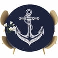 thumbnail image 1 of Coastal Anchor Round Fitted Table Cover Nautical Knot Dark Blue Waterproof Table Cloth with Elastic Edge Wipeable Tablecloth for Picnic Camping Party Fits 45"-54" Diameter, 1 of 8